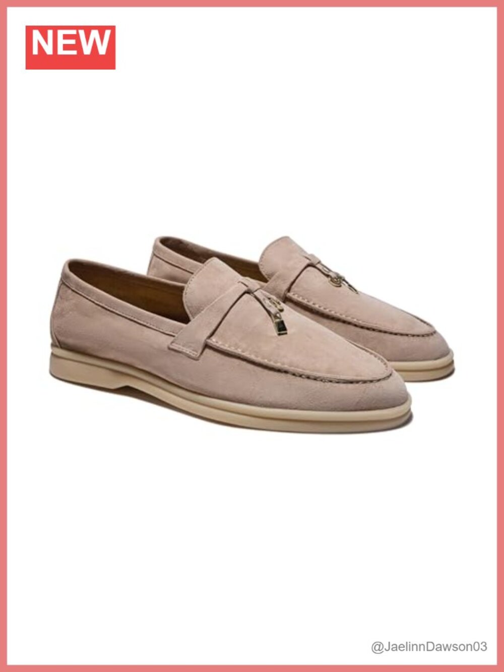 Premium Suede Leather Loafers with Charm Accents Comfort Footbed Slip-On